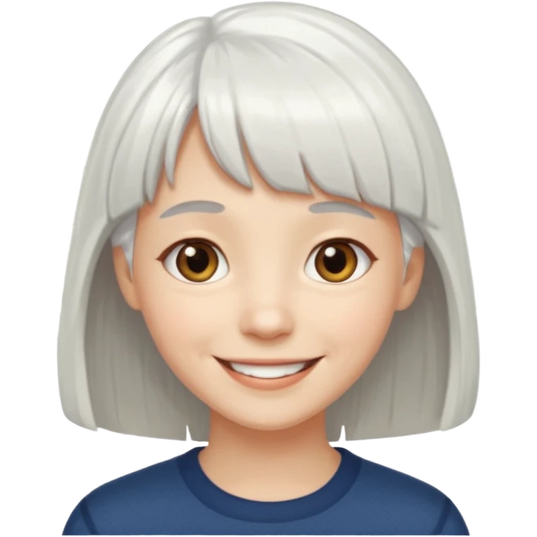 little longer white hair and bangs smile emoji