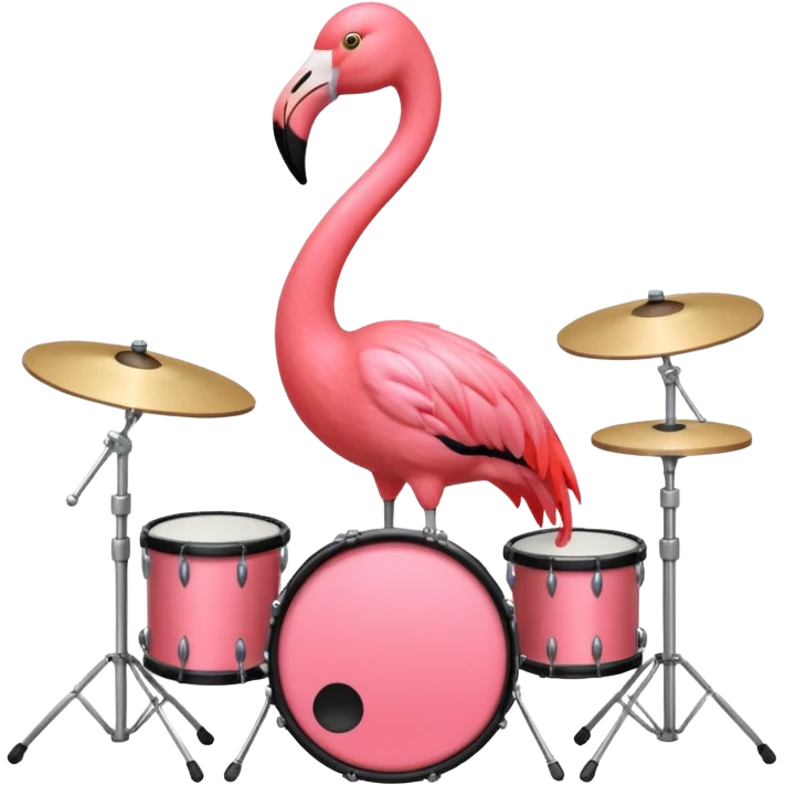 Black flamingo playing drums emoji