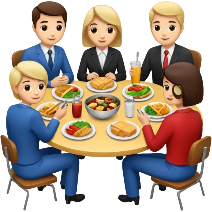 group of colleagues having lunch together emoji