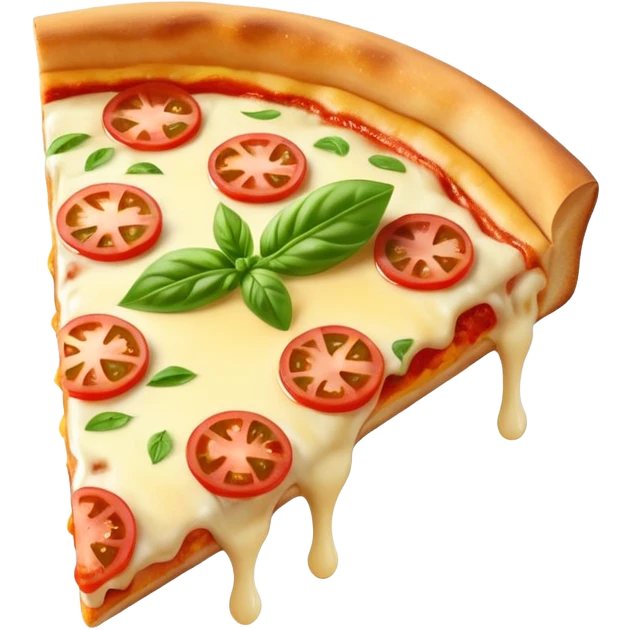 one slice of margarita pizza with cheese and basil emoji