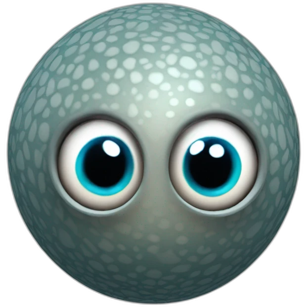 3d sphere with a cartoon Squid skin texture with big playful eyes emoji