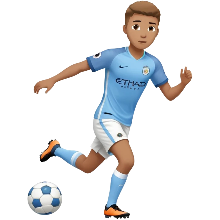Soccer player wearing Manchester City sky blue jersey and white shorts emoji