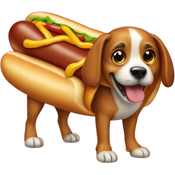 Dog wearing a hot dog costume emoji