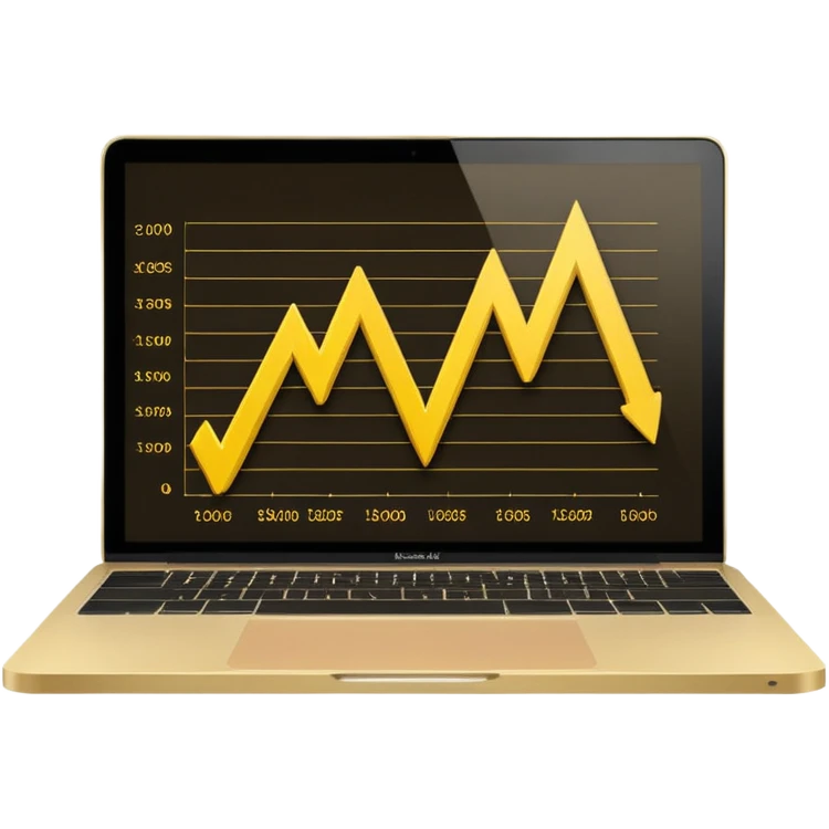golden increasing chart on mac book screen emoji