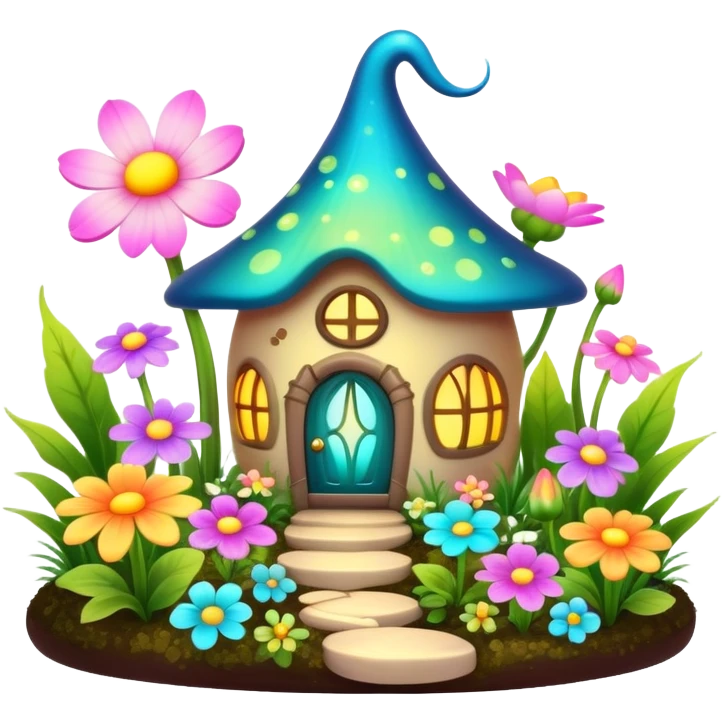 fairy garden with glowing flowers emoji