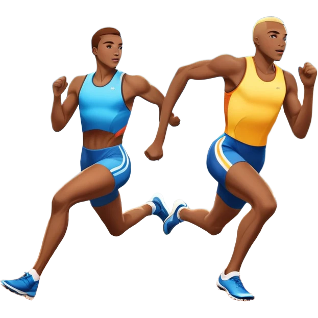 An icon featuring a vibrant stadium with cheering fans, bright lights, and a clear sky. an athlete sprinting on a track, with powerful strides and determination. The athlete's motion is dynamic, emphasizing speed and competition. emoji
