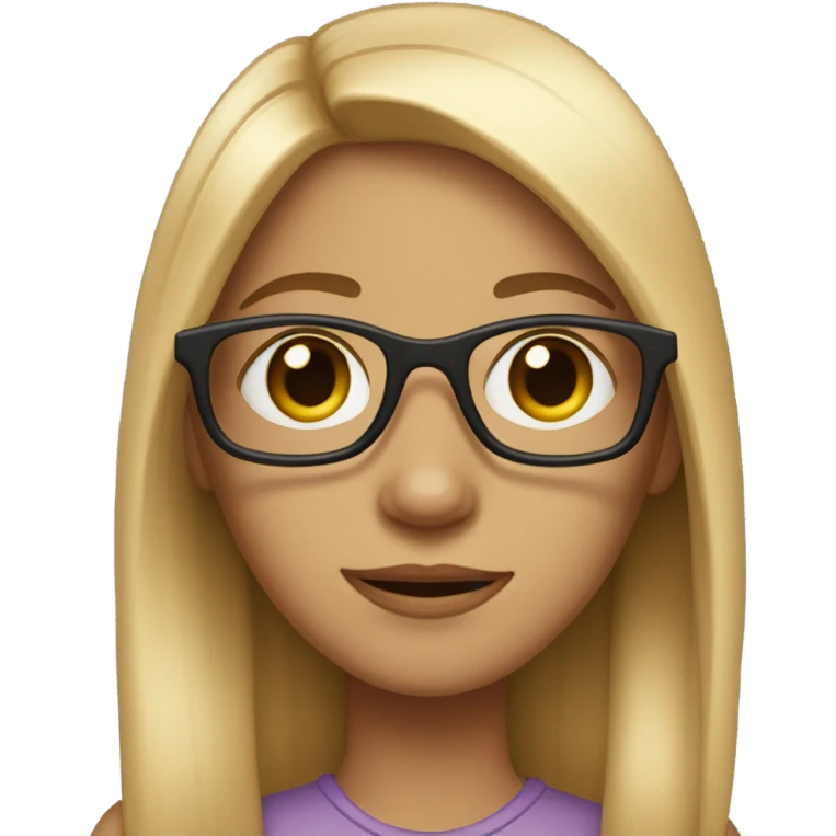girl with straight long hair and almond shape eyes wearing glasses  emoji