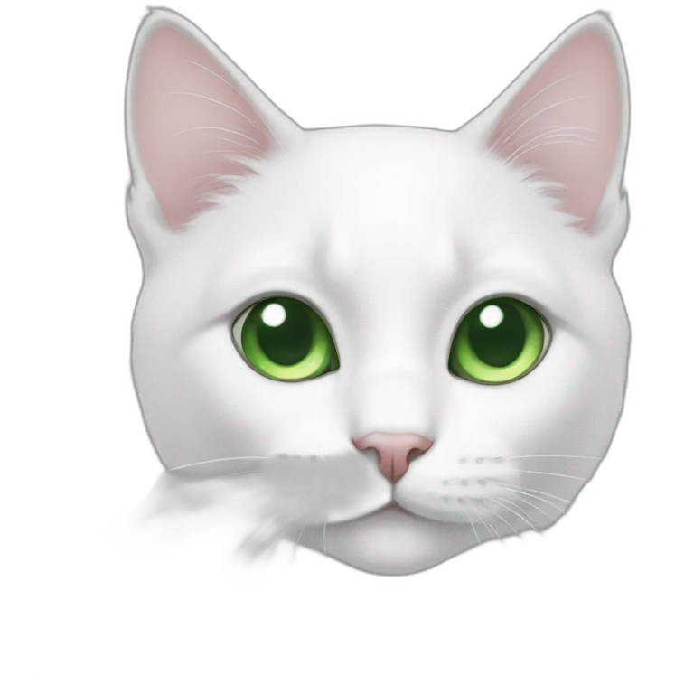 White cat green eyes emoji