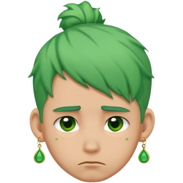  bun haired with earrings green hair guy sad emoji
