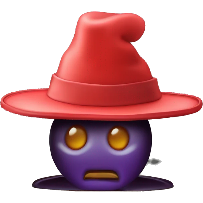 red Magic hat in front of computer emoji