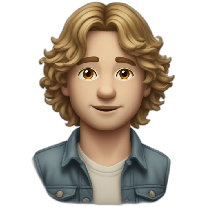 hyper realistic Drew Starkey acter boy middle part hair outer banks emoji