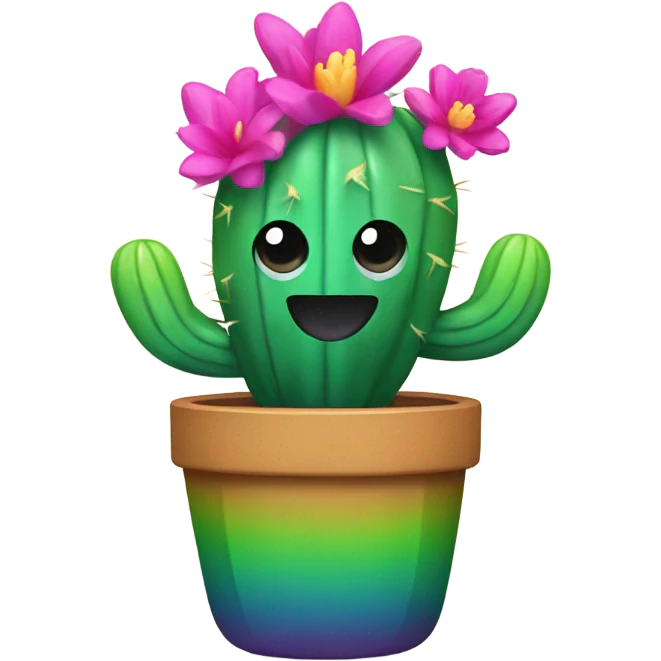 Rainbow cactus emoji