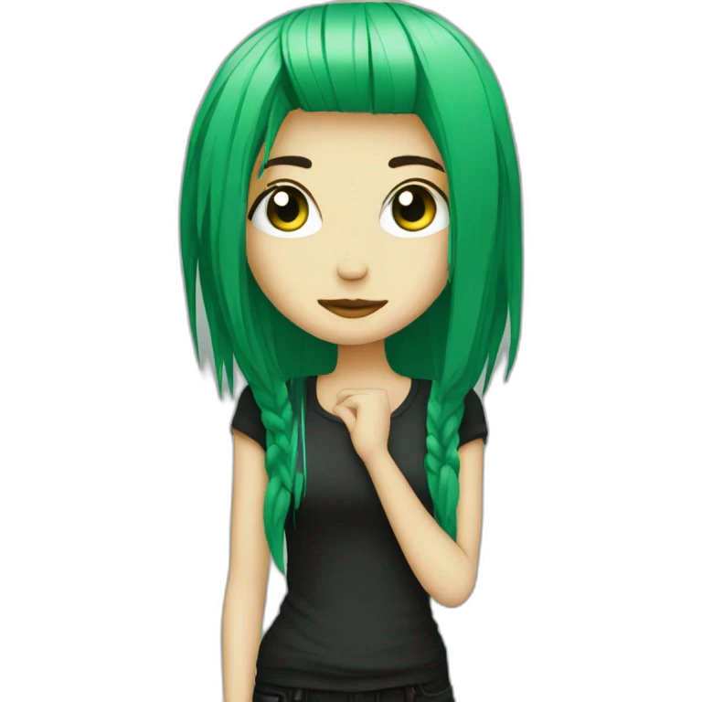 emo girl, green hair emoji