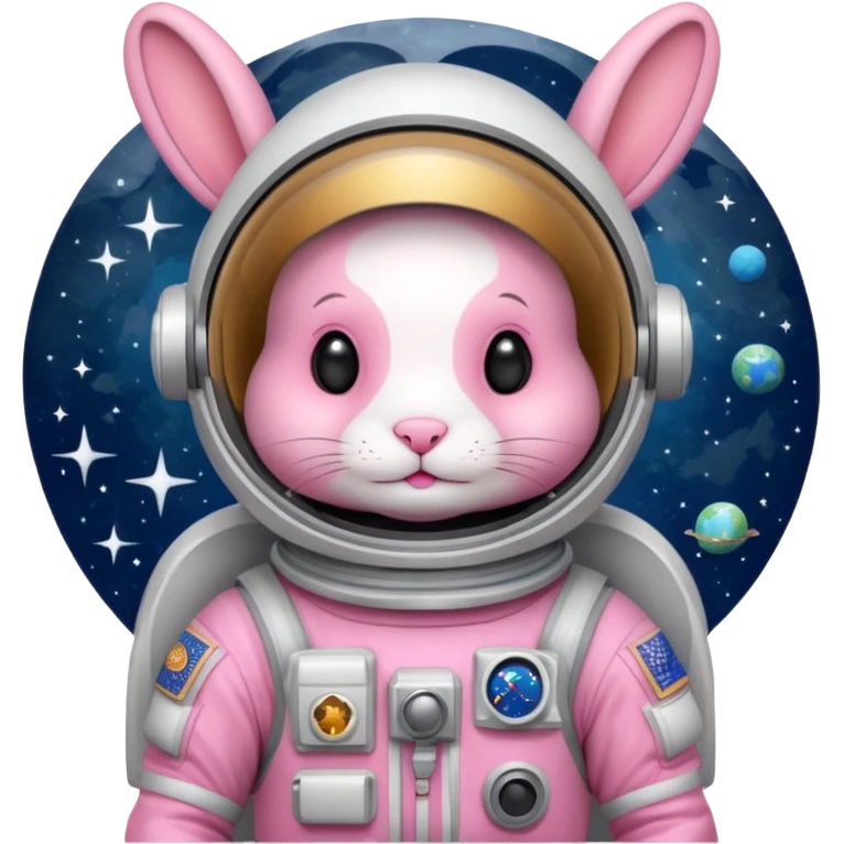 pink rabbit with astronaut costume emoji