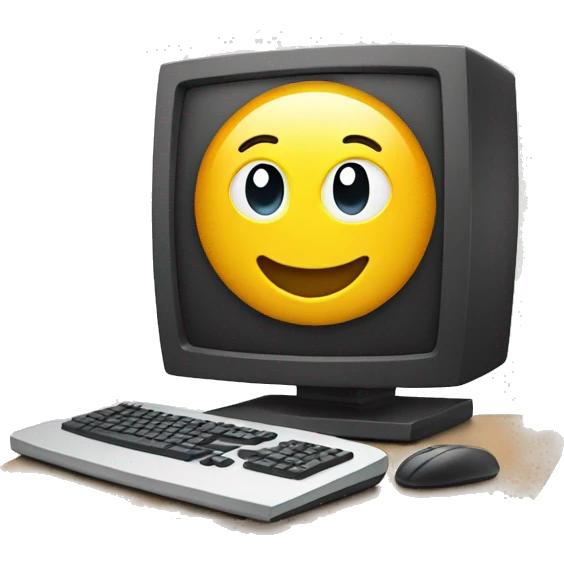 a computer with smiling face emoji