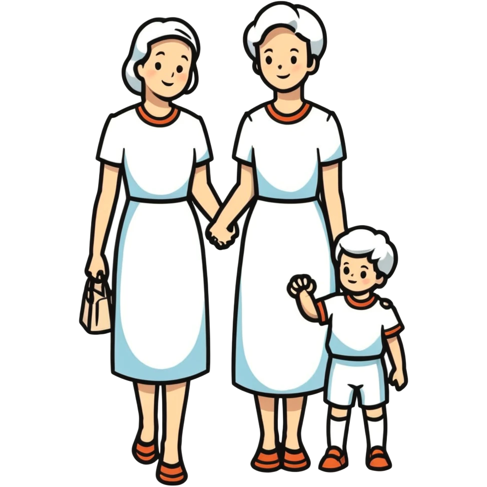 Mother holding hands with her son emoji