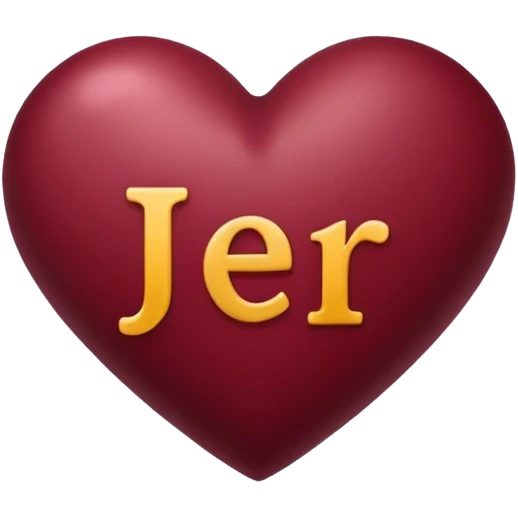 Burgundy heart with the letters Jer in the middle  emoji