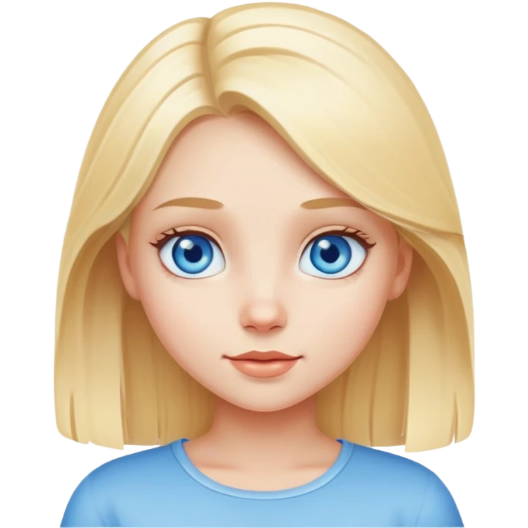 cute blonde girl character with blue eyes emoji