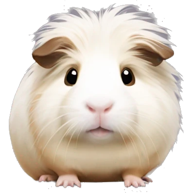 Guinea pig with mostly white fur and a little tan fur emoji