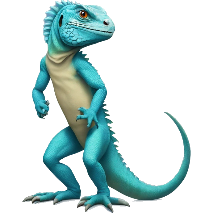standing on feet blue iguana  emoji