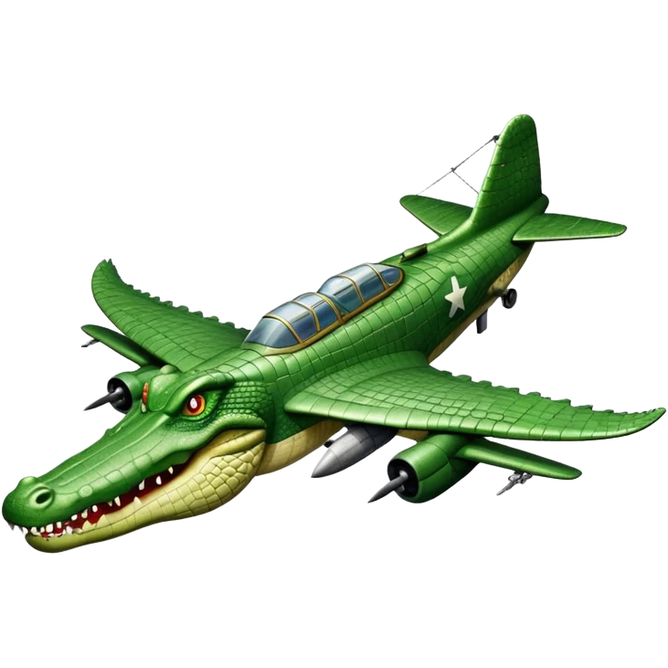 crocodile with wwii aircraft body emoji
