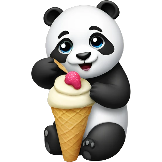 Panda eating ice cream emoji