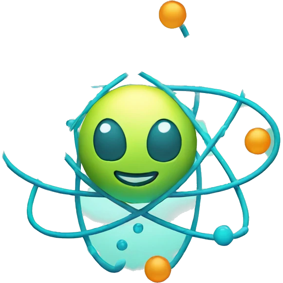Atom cartoon for neon atom emoji