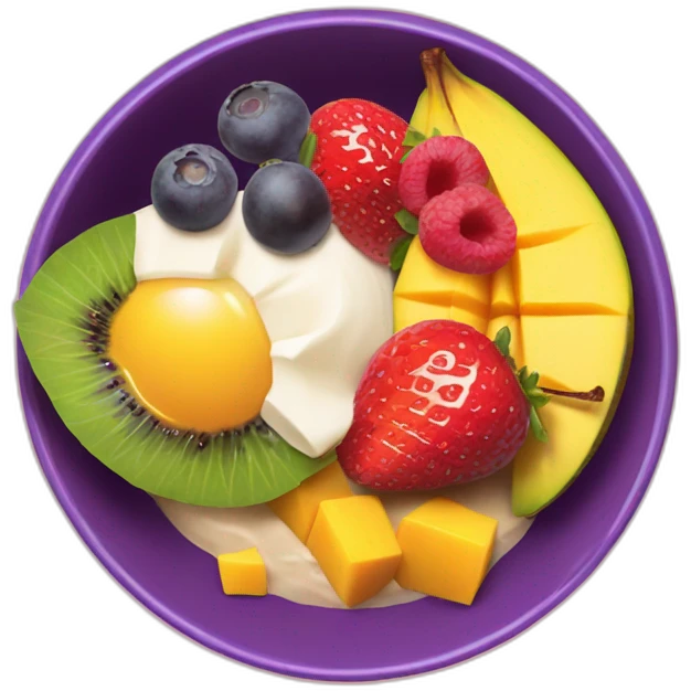 Acai Bowl with mango and strawberry on top  emoji