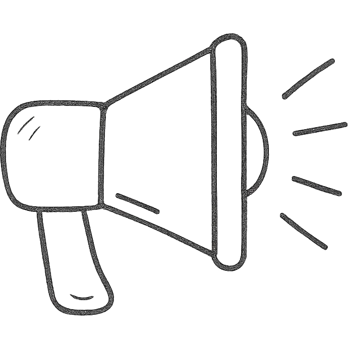 hand-drawn outlined loudspeaker icon emoji