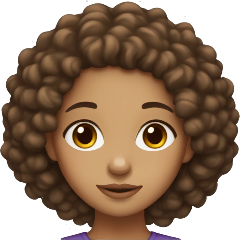 lightskin girl with brown curly hair and brown eyes emoji