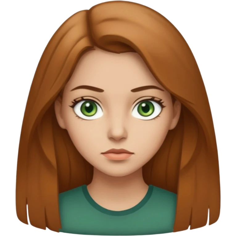 Девушка, светлая шатенка с длинами волосами, лет 25 с серо зелёными глазами по темнее с более серьезным лицом  emoji