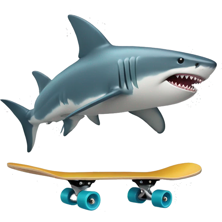 shark riding a skateboard in alska emoji
