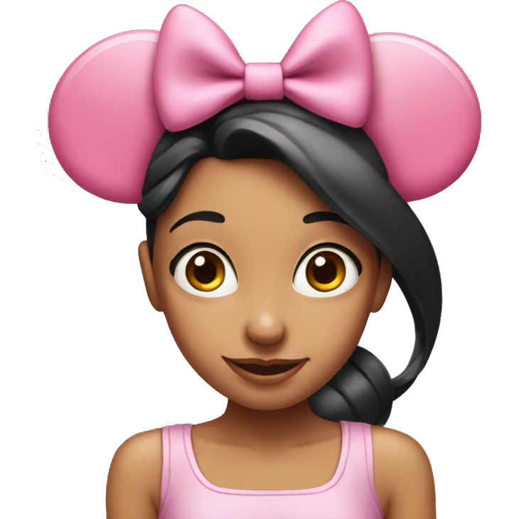 Girl with Minnie Mouse ears with a pink bow emoji