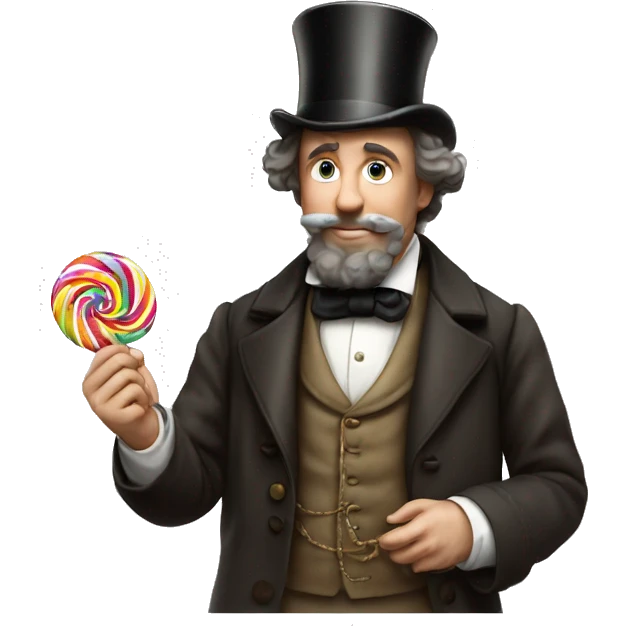 Charles Dickens holds a candy in his hand emoji
