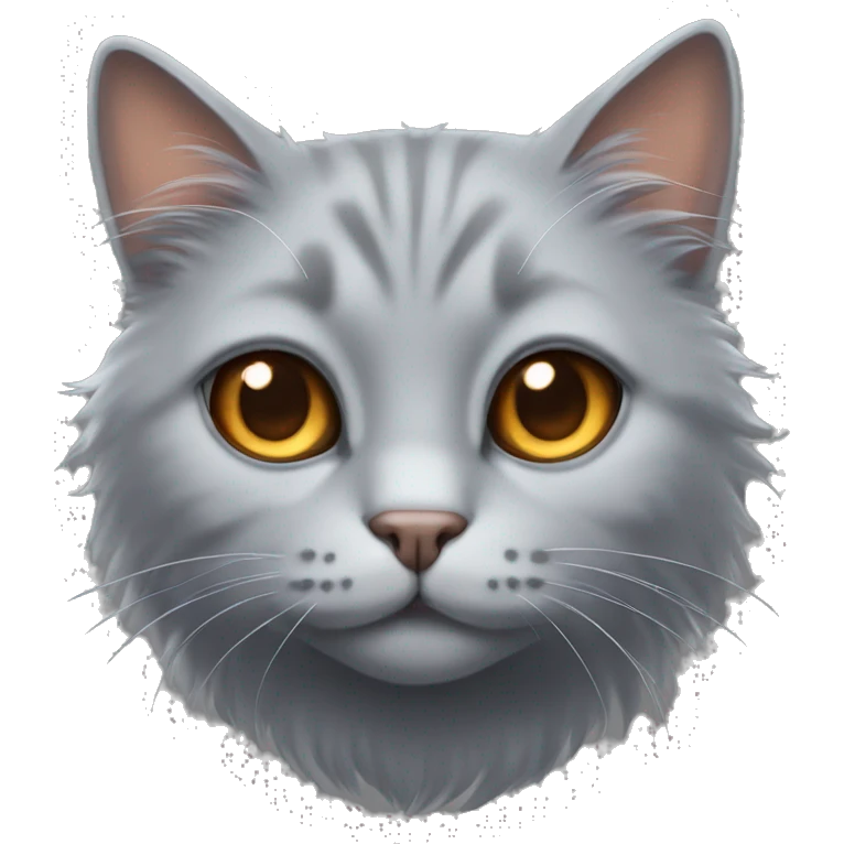 Fluff grey cat with copper eyes emoji