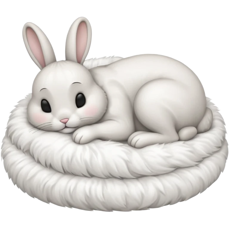cartoon rabbit sleeping soundly in a big bed by itself with its eyes closed emoji