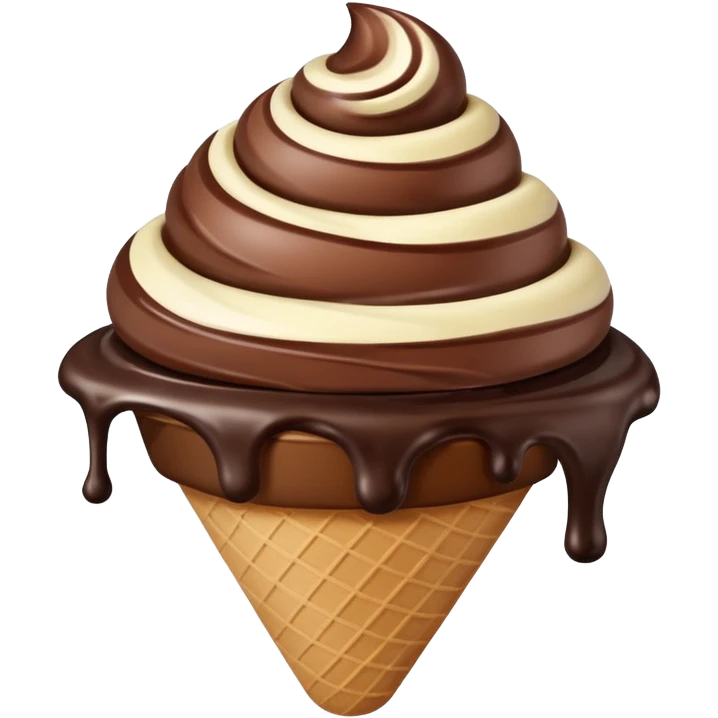 melted white and dark chocolate ice cream emoji
