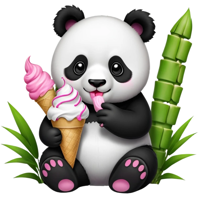 Panda eating ice cream emoji