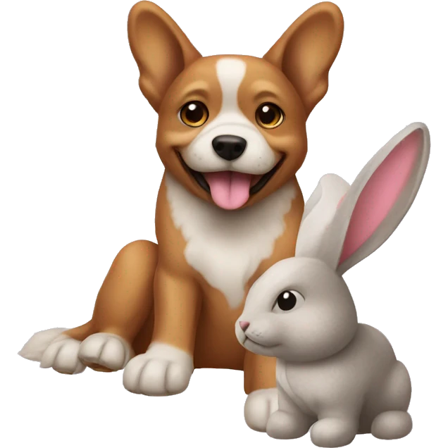 Dog with rabbit toy emoji