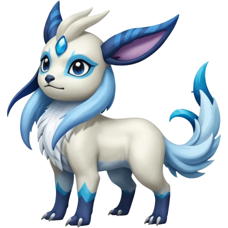 Scaly cute realistic painted Asian graceful Absol-Cobalion-Glaceon-Suicune-Amaura-fusion emoji