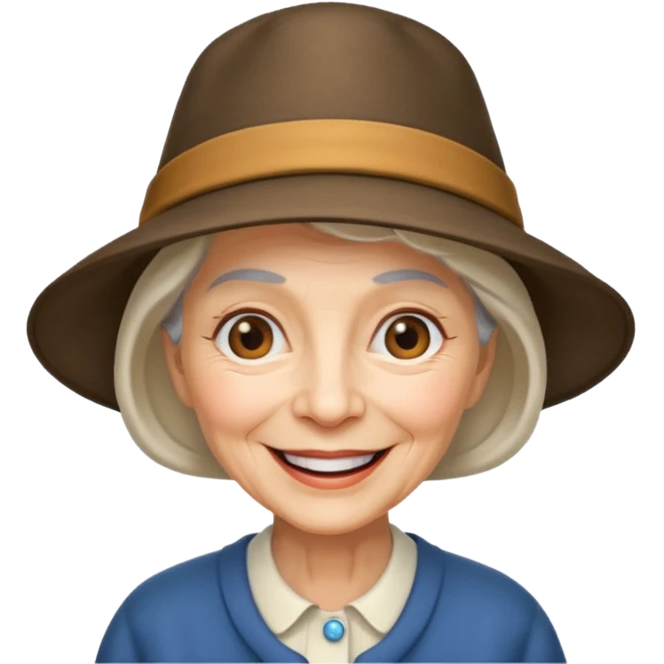 elderly woman with hat emoji