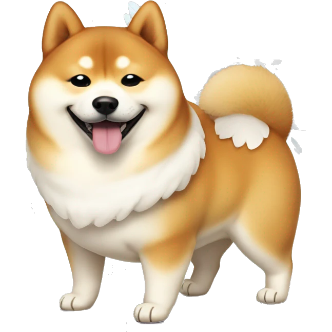 Fat Shiba inu smiling with angel wings on his body  emoji
