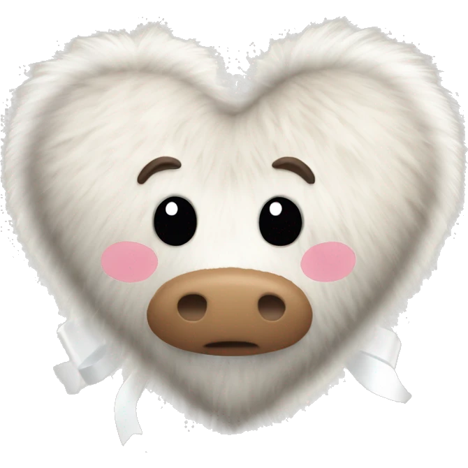 Cowhide fuzzy heart with white ribbon emoji
