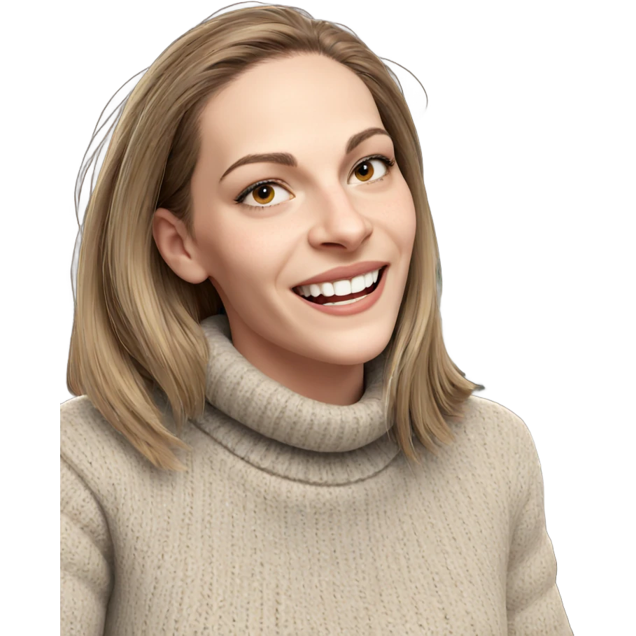 smiling girl in cozy sweater emoji