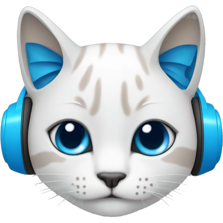 un gatto con delle cuffie blu emoji