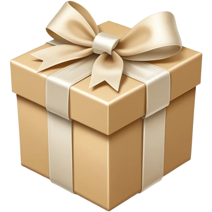 beige gift box white bow ribbon emoji