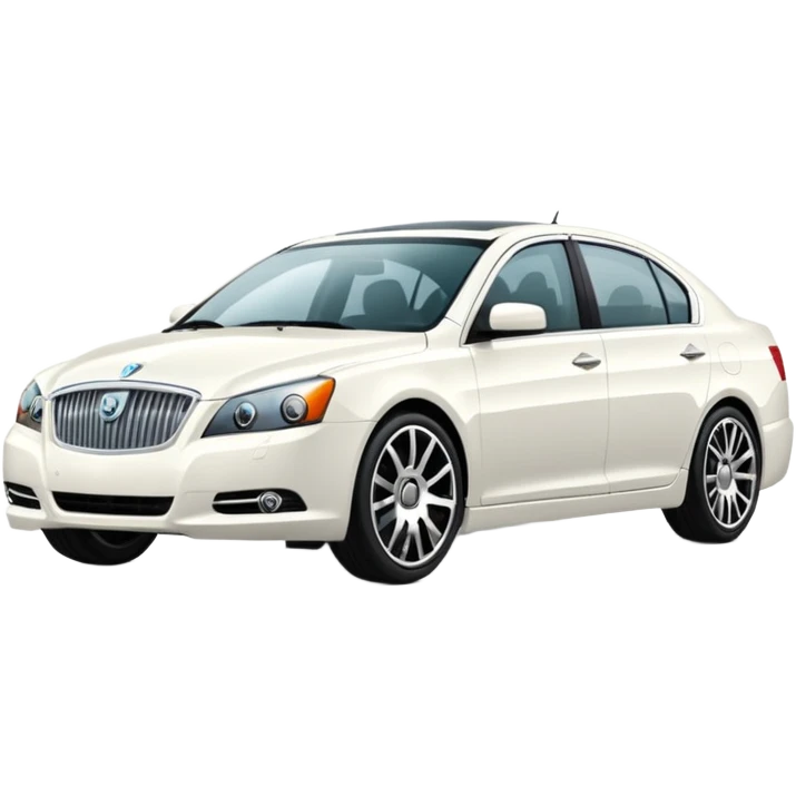 A cinematic, high-detail photograph of a glossy white Ravon Gentra 2013 sedan with tinted windows and custom alloy rims emoji