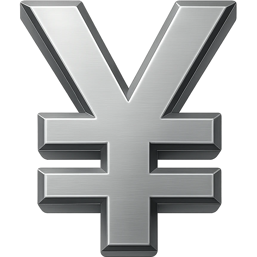 Change the color of the 3D yuan sign emoji to silver, keeping the emoji style and 3D look, no text. emoji