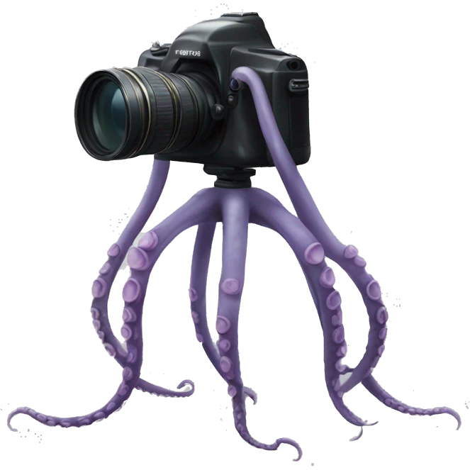 Tripod but the legs are octopus tentacles, and camera at the top emoji