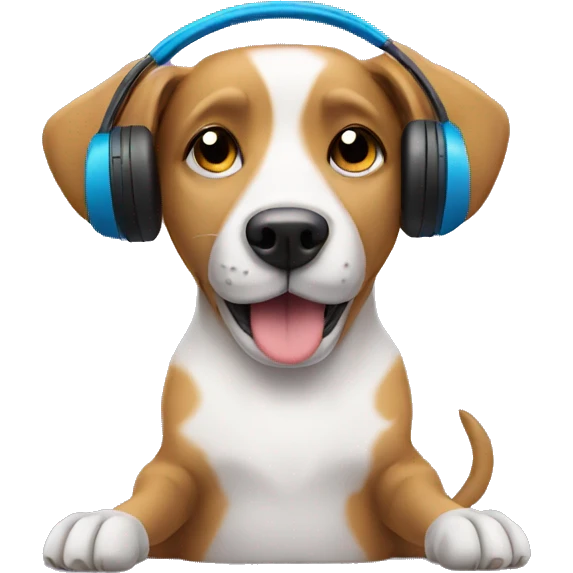 Dog listening to music  emoji